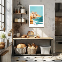 Cádiz Coastal Cityscape Illustration: Urban or Cityscape Poster PosterGoat