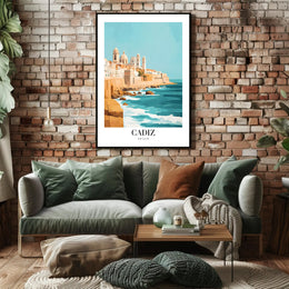 Cádiz Coastal Cityscape Illustration: Urban or Cityscape Poster PosterGoat