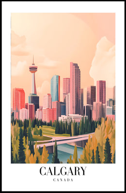 Calgary Skyline Urban Fusion Modern Vintage Cityscape Poster PosterGoat