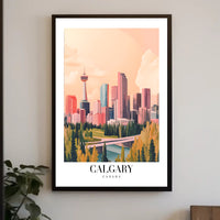 Calgary Skyline Urban Fusion Modern Vintage Cityscape Poster PosterGoat