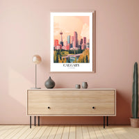 Calgary Skyline Urban Fusion Modern Vintage Cityscape Poster PosterGoat