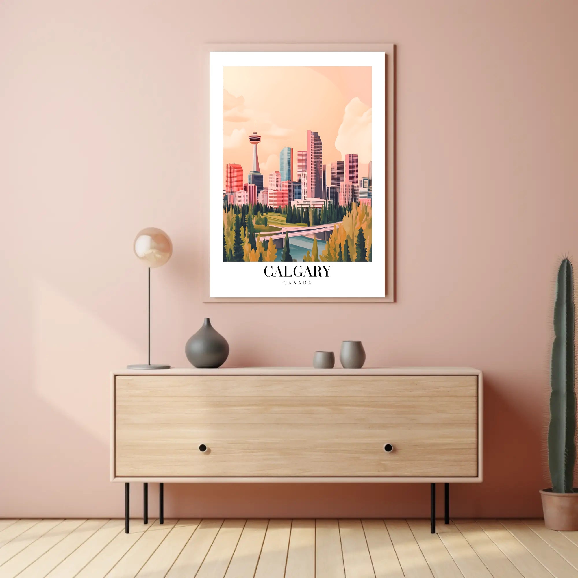 Calgary Skyline Urban Fusion Modern Vintage Cityscape Poster PosterGoat