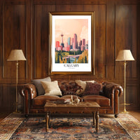 Calgary Skyline Urban Fusion Modern Vintage Cityscape Poster PosterGoat
