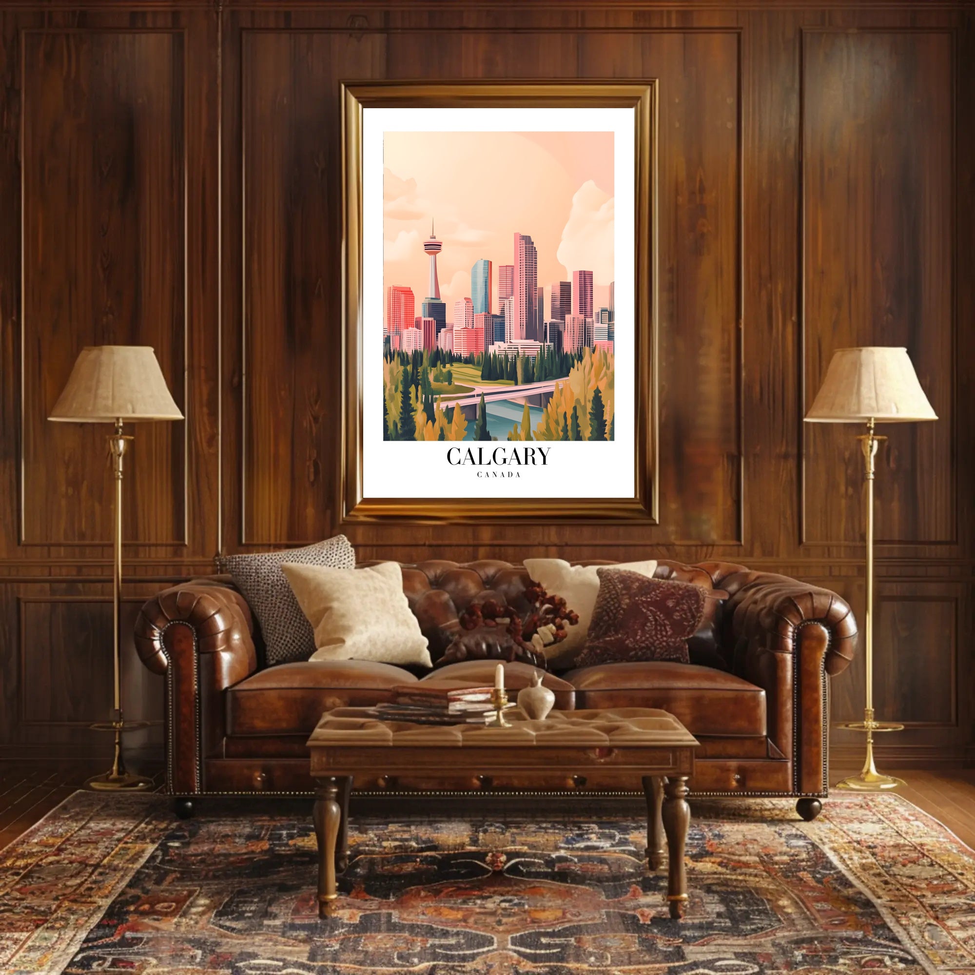 Calgary Skyline Urban Fusion Modern Vintage Cityscape Poster PosterGoat