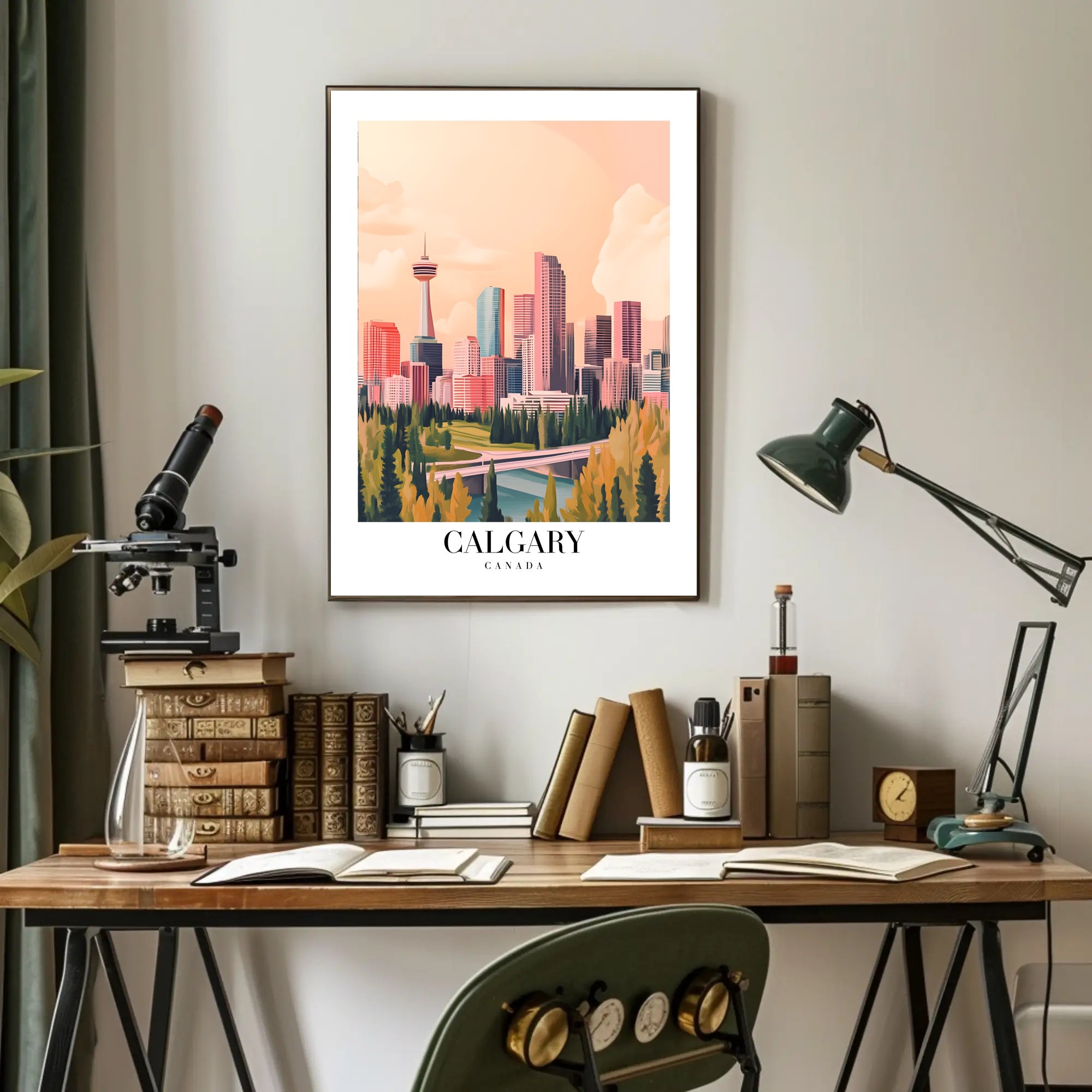 Calgary Skyline Urban Fusion Modern Vintage Cityscape Poster PosterGoat