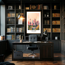 Calgary Skyline Urban Fusion Modern Vintage Cityscape Poster PosterGoat