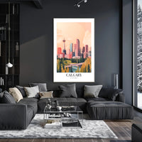 Calgary Skyline Urban Fusion Modern Vintage Cityscape Poster PosterGoat