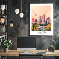 Calgary Skyline Urban Fusion Modern Vintage Cityscape Poster PosterGoat