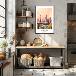 Calgary Skyline Urban Fusion Modern Vintage Cityscape Poster PosterGoat