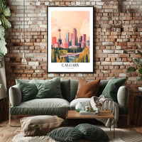 Calgary Skyline Urban Fusion Modern Vintage Cityscape Poster PosterGoat