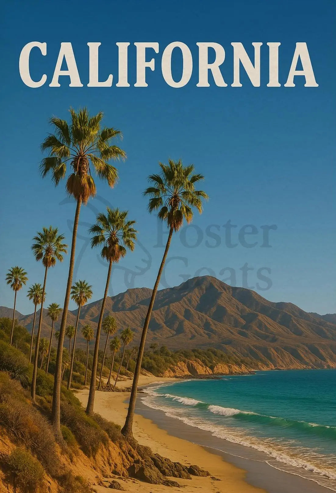 California Coastal Vintage Travel Poster PosterGoat