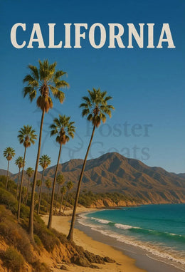 California Coastal Vintage Travel Poster PosterGoat