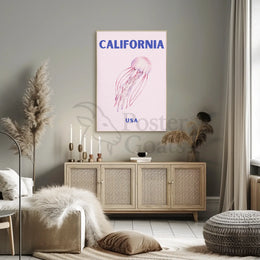 California Dream: Jellyfish Ocean Art Travel Poster PosterGoat