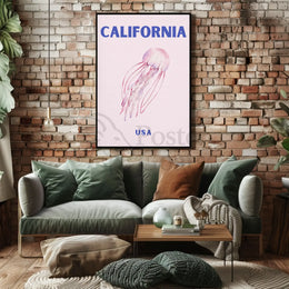 California Dream: Jellyfish Ocean Art Travel Poster PosterGoat