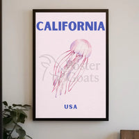 California Dream: Jellyfish Ocean Art Travel Poster PosterGoat
