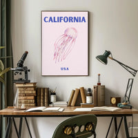 California Dream: Jellyfish Ocean Art Travel Poster PosterGoat