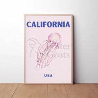 California Dream: Jellyfish Ocean Art Travel Poster PosterGoat
