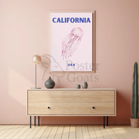 California Dream: Jellyfish Ocean Art Travel Poster PosterGoat