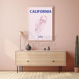 California Dream: Jellyfish Ocean Art Travel Poster PosterGoat