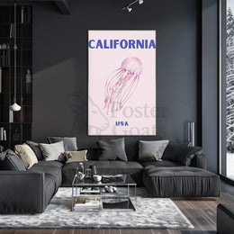 California Dream: Jellyfish Ocean Art Travel Poster PosterGoat