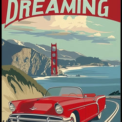 California Dreaming Red Convertible Travel Poster
