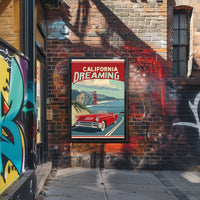 California Dreaming Red Convertible Travel Poster PosterGoat