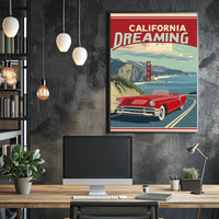 California Dreaming Red Convertible Travel Poster PosterGoat