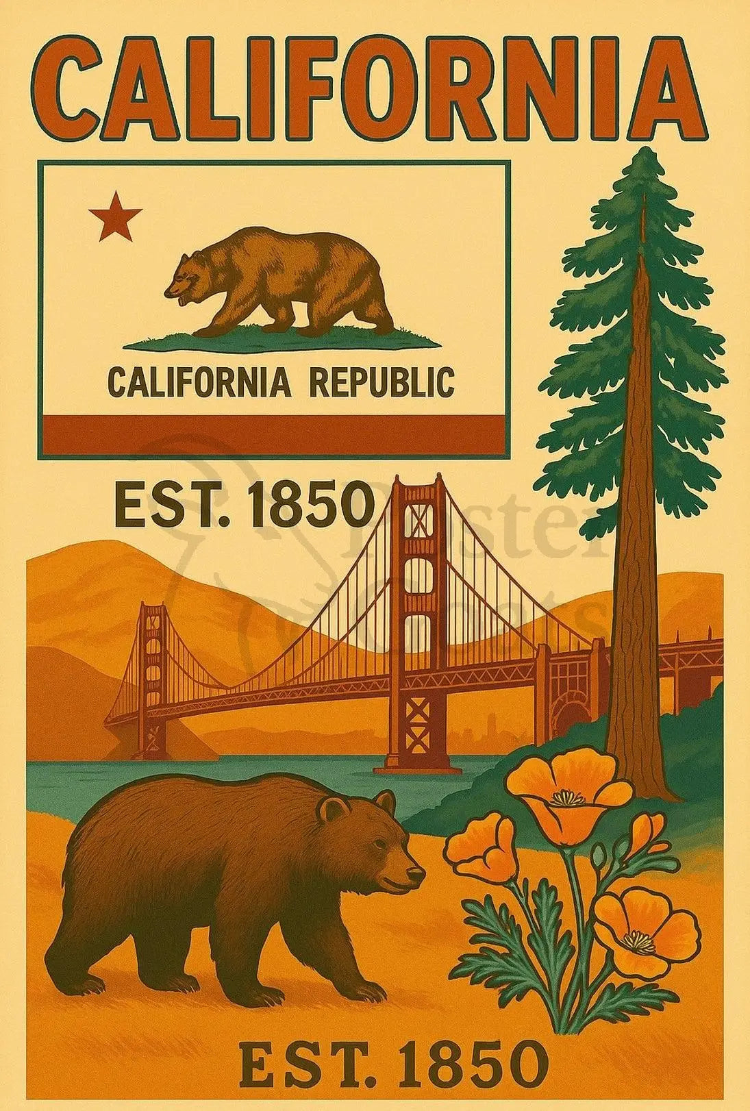 California Heritage Vintage Travel Poster PosterGoat