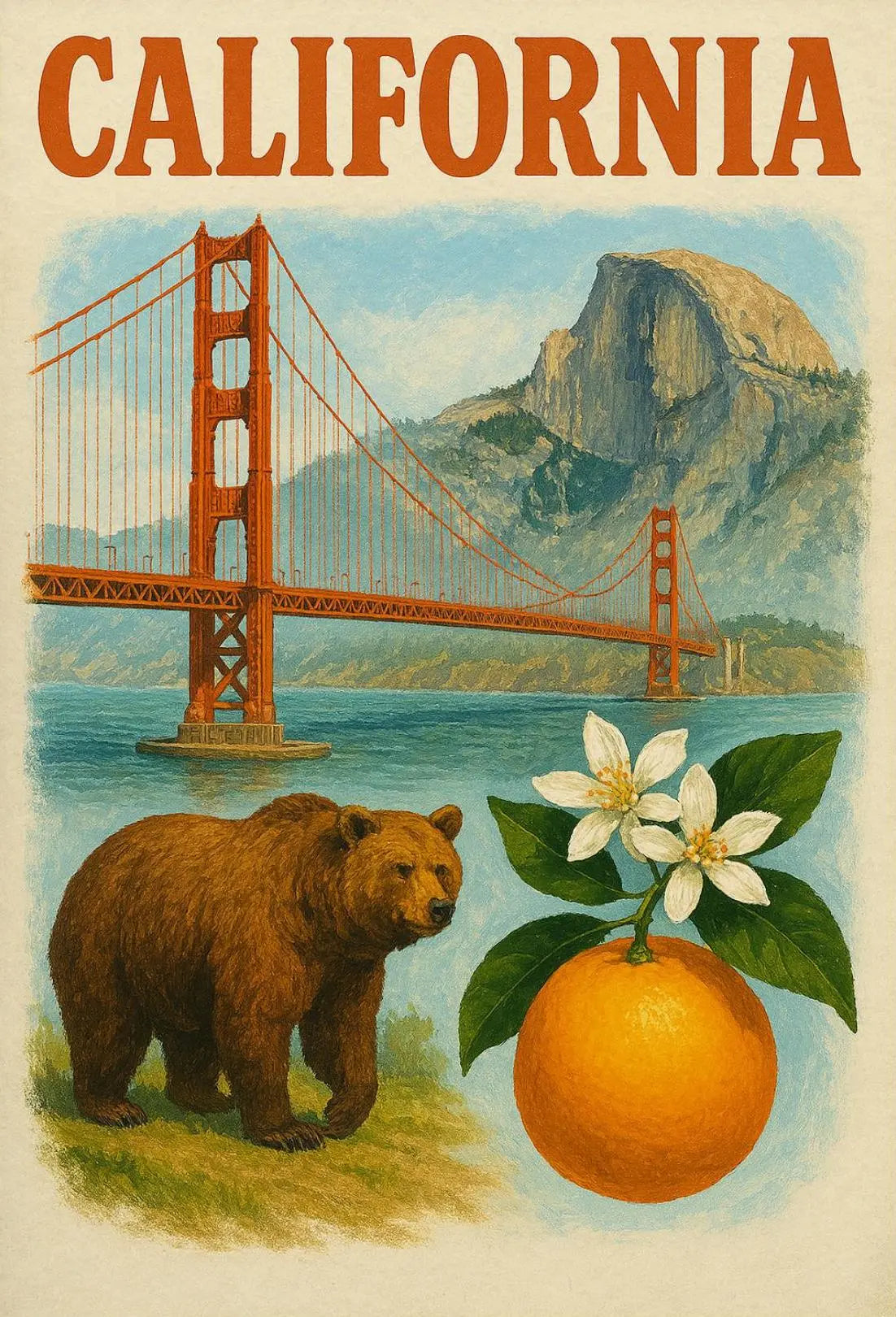 California Landmarks Vintage Travel Poster PosterGoat
