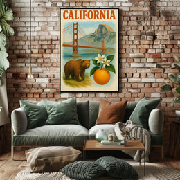California Landmarks Vintage Travel Poster PosterGoat