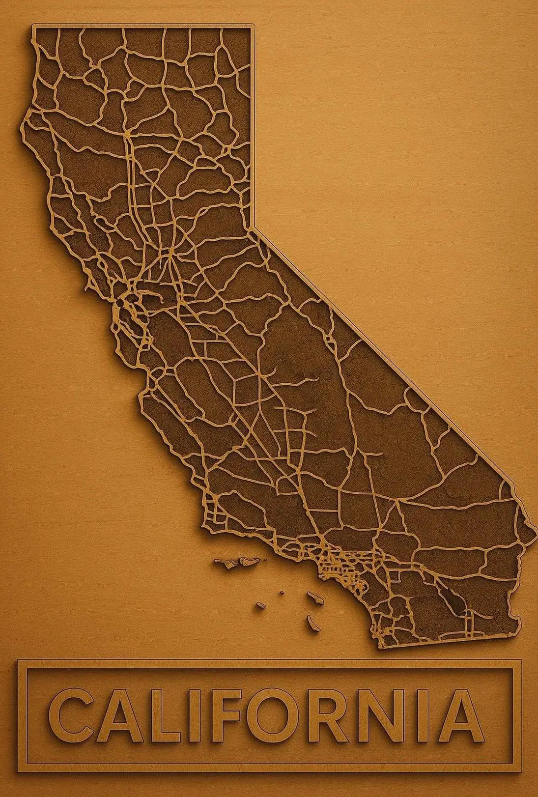 California Minimalist Map Art Print - Travel Poster PosterGoat
