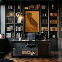 California State Map in Bronze Tones Artistic Poster PosterGoat