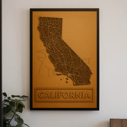 California State Map in Bronze Tones Artistic Poster PosterGoat