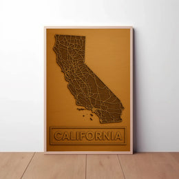 California State Map in Bronze Tones Artistic Poster PosterGoat