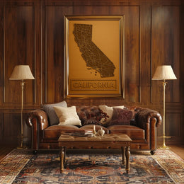 California State Map in Bronze Tones Artistic Poster PosterGoat