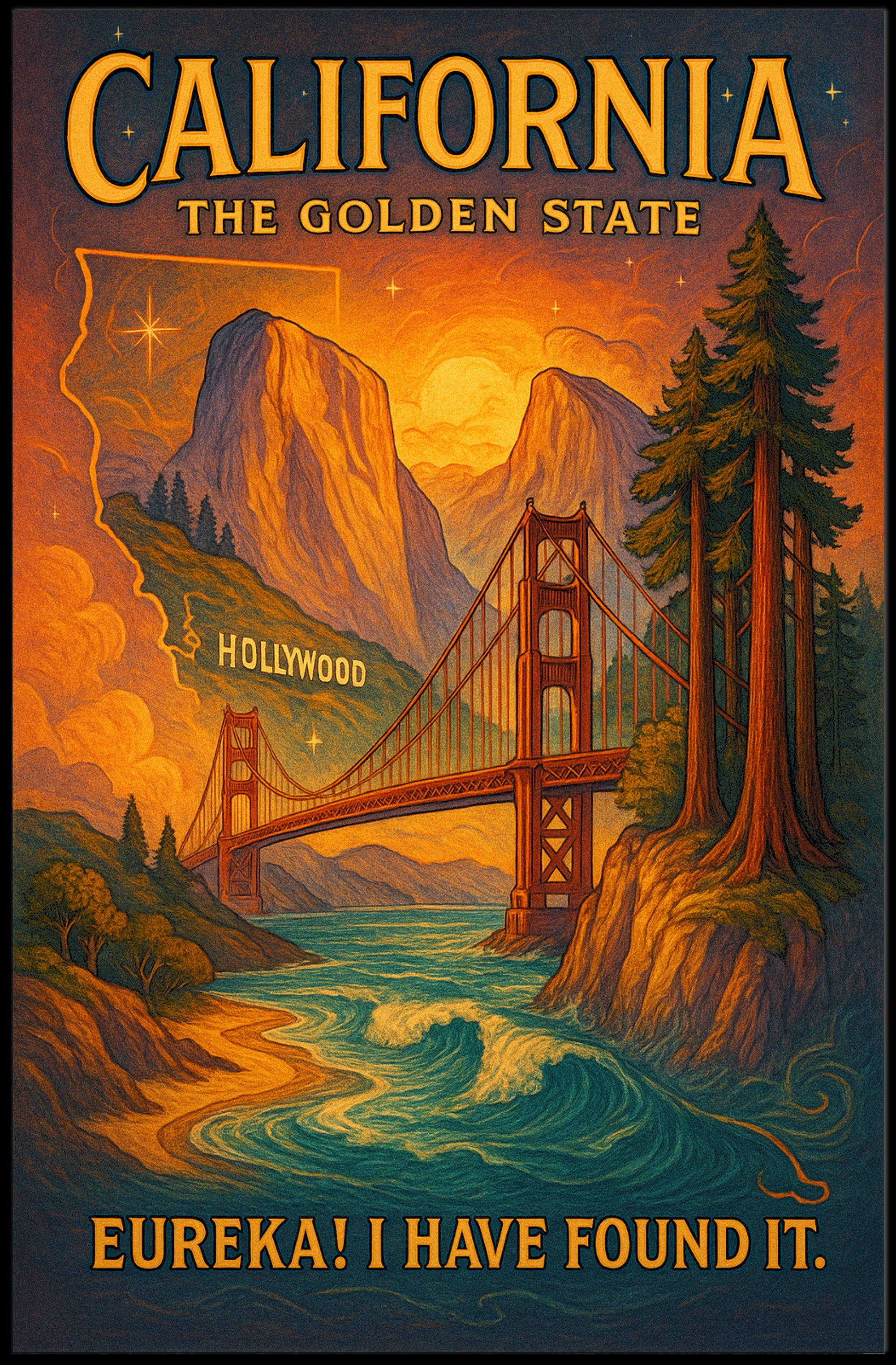 California The Golden State Poster PosterGoat