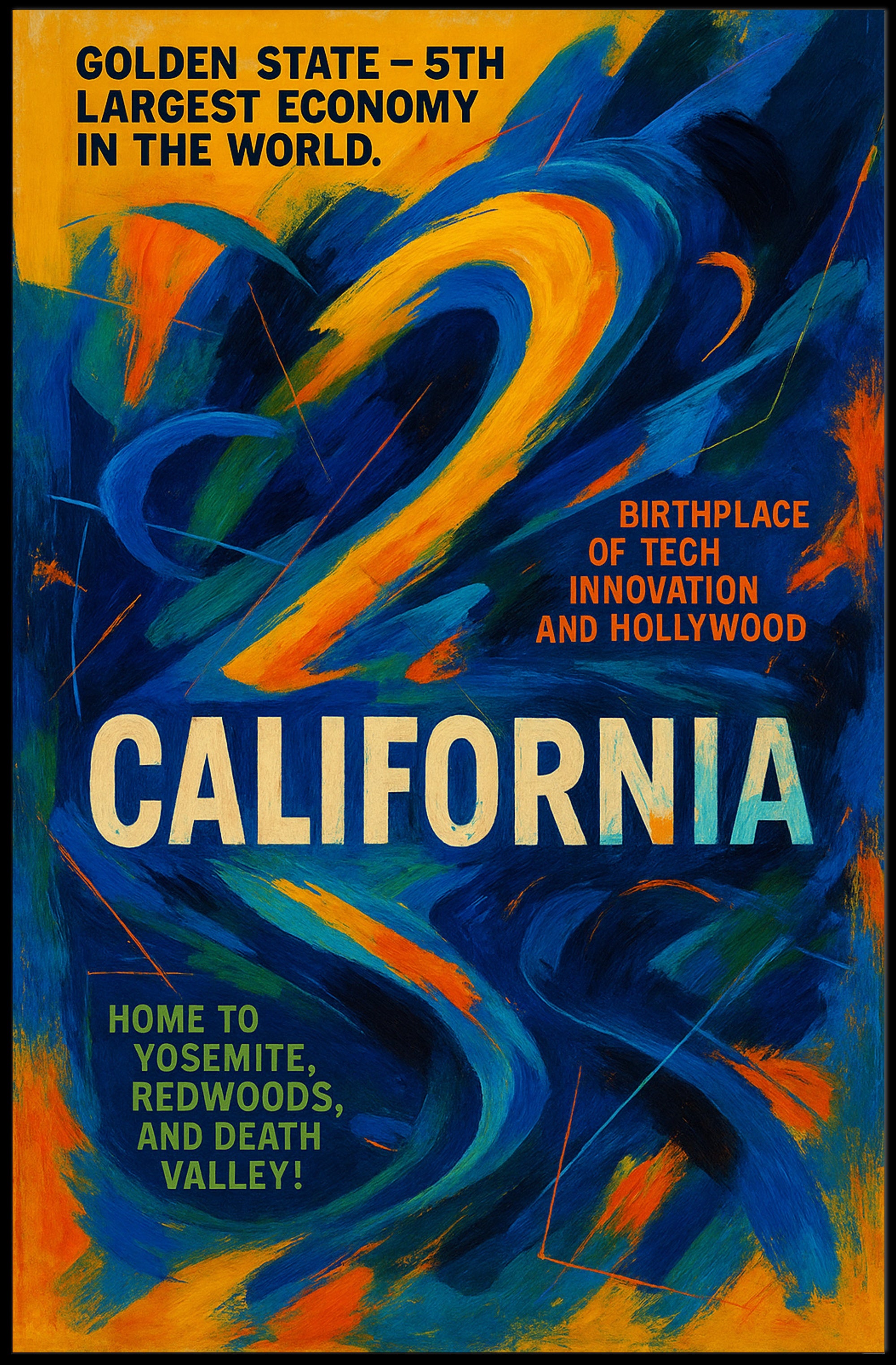 California The Golden State Wall Art Print PosterGoat