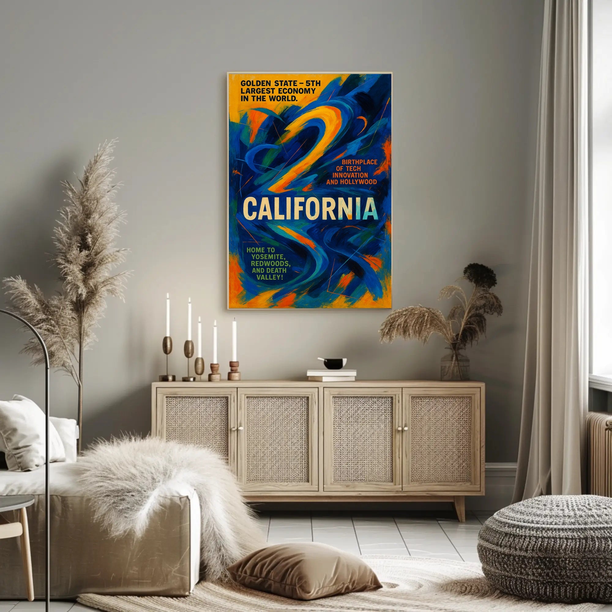 California The Golden State Wall Art Print PosterGoat