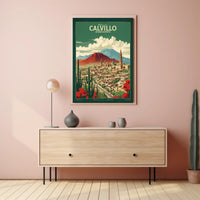 Calvillo Vintage Travel Poster with Mexican Architecture and Landscape PosterGoat