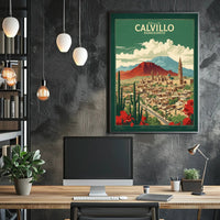 Calvillo Vintage Travel Poster with Mexican Architecture and Landscape PosterGoat