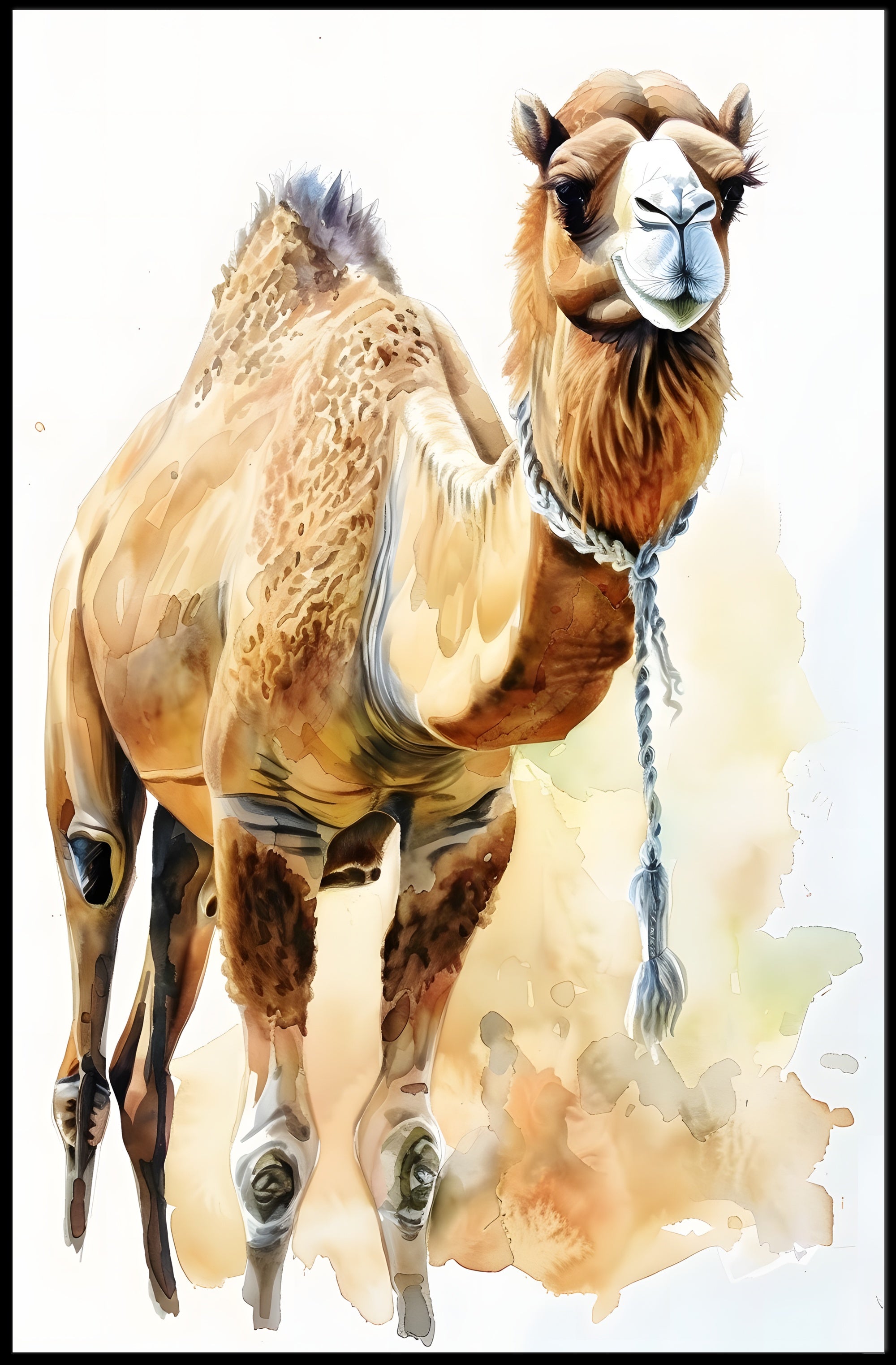 Camel Watercolor Art in Cultural Heritage Poster PosterGoat