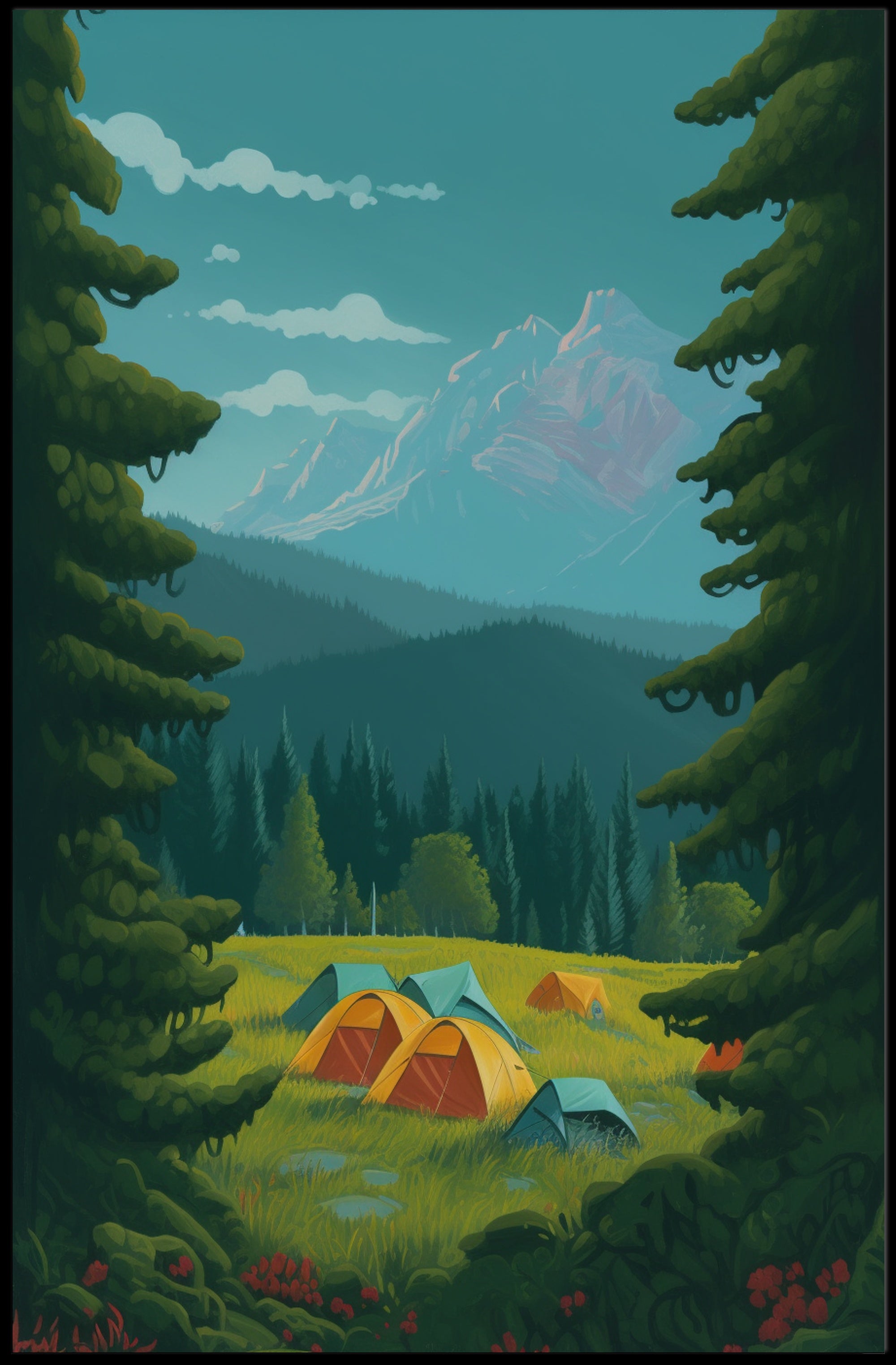 Camping in Majestic Mountain Wilderness National Park Poster PosterGoat