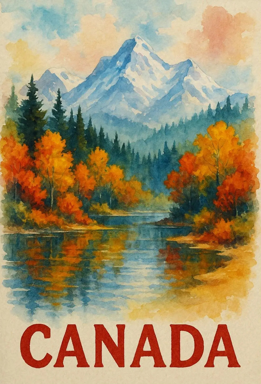 Canada Scenic Landscape Watercolor Travel Poster PosterGoat