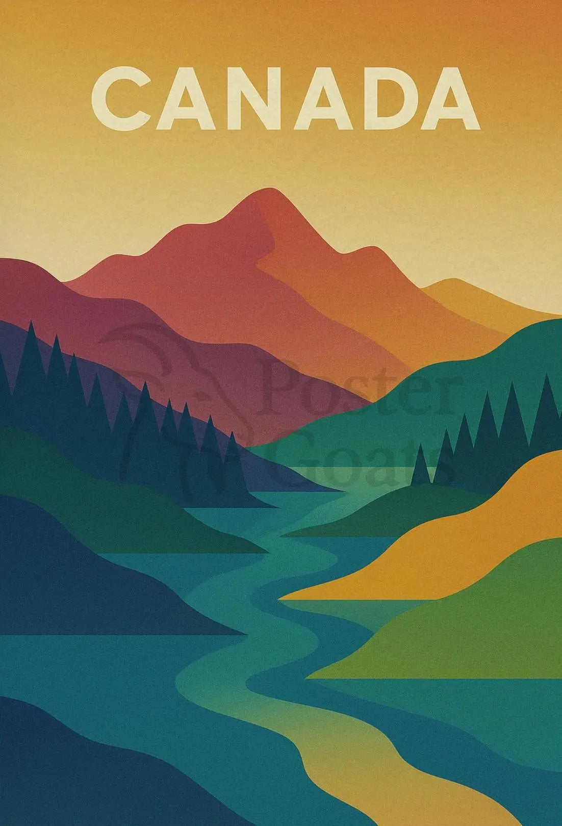 Canadian Landscape Minimalist Art National Park Poster PosterGoat