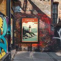 Canadian Lighthouse Coastal Landscape: Travel Poster PosterGoat