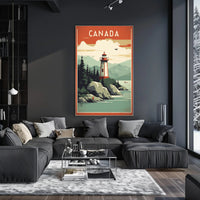 Canadian Lighthouse Coastal Landscape: Travel Poster PosterGoat