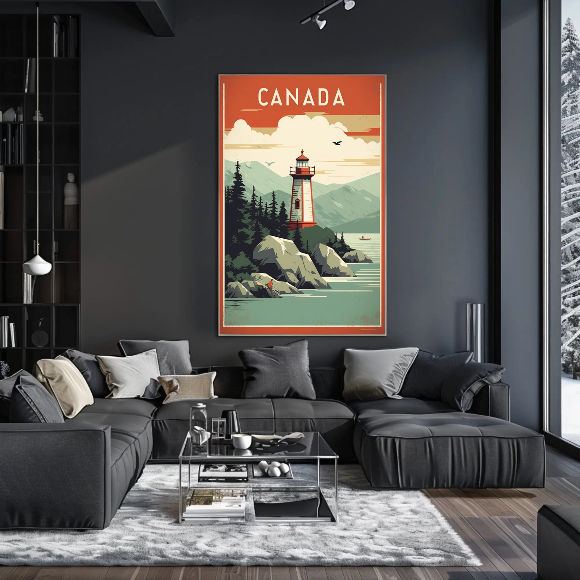Canadian Lighthouse Coastal Landscape: Travel Poster PosterGoat