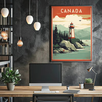 Canadian Lighthouse Coastal Landscape: Travel Poster PosterGoat
