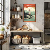 Canadian Lighthouse Coastal Landscape: Travel Poster PosterGoat