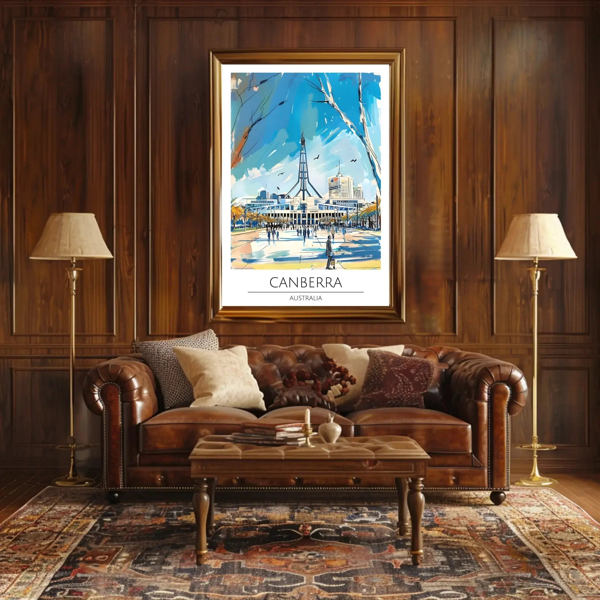 Canberra Skyline Travel Poster PosterGoat